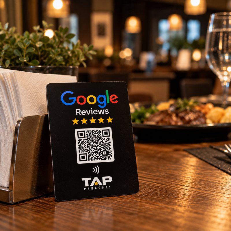 Tarjeta sobre la mesa de un restaurante